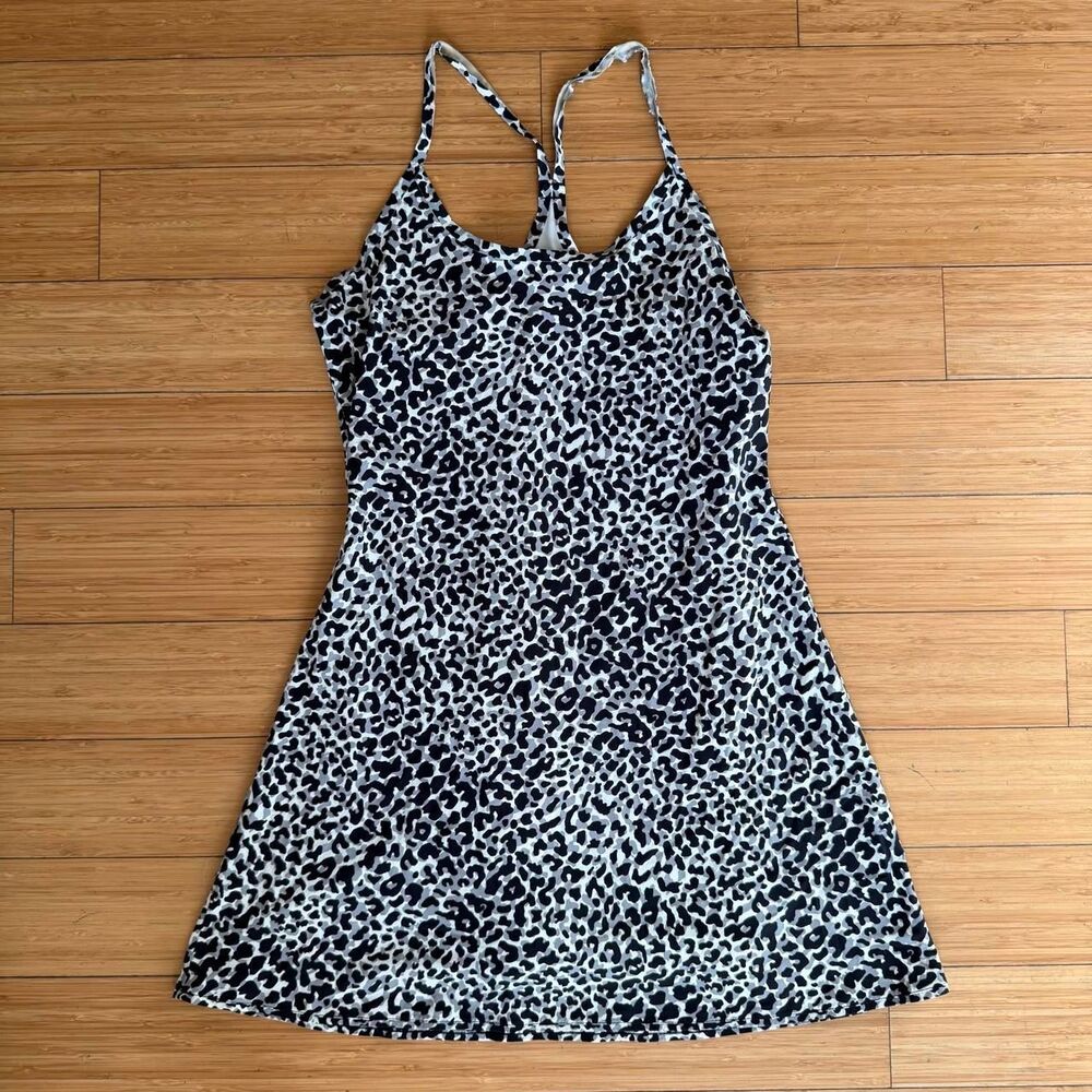 Outdoor Voices Exercise Dress Medium Leopard Print Project Repair Straps